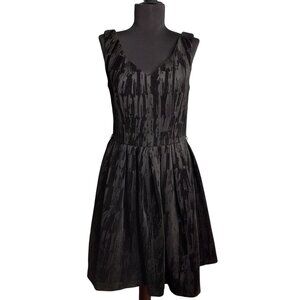 Calvin Klein Size 4 Dress Black Velvet Burnout Sleeveless Fit Flare Midi
